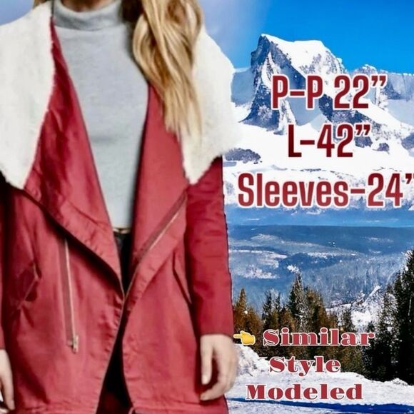 PacSun LA Hearts Coat Red Shawl Collar Size M Tech Preppy Western 🎉 Host Pick 🎉 - Picture 4 of 16